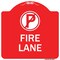 Signmission Designer Series Fire Lane No Parking, Red & White Aluminum Sign, 18" x 18", RW-1818-24018 A-DES-RW-1818-24018 - alternate 1